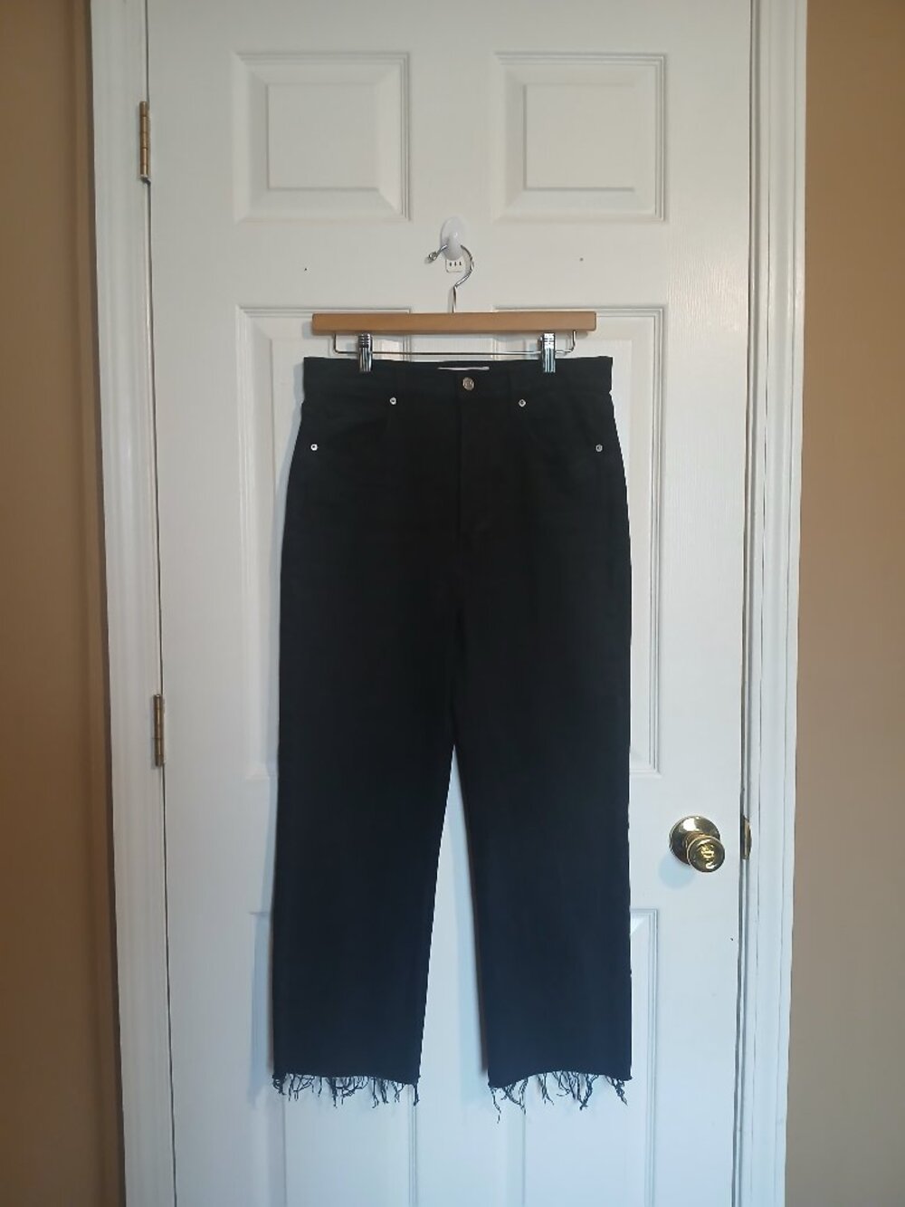 Frank & Eileen Monaghan High Rise Straight Frayed Hem Jeans Women Black Size 30